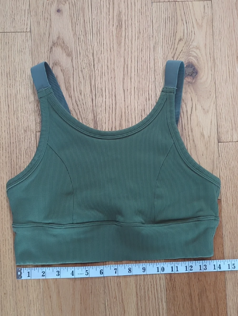 OFFLINE By Aerie. Ribbed Scoop Sports Bra In Olive. Size Large. - Picture 3 of 8